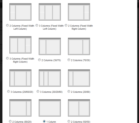 Available layouts for a Tabbed Component Container
