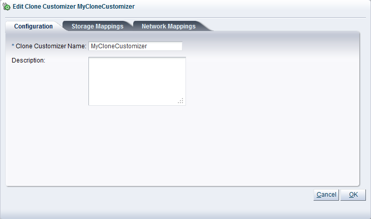 この図は、「Edit Clone Customizer」ダイアログ・ボックスを示しています。