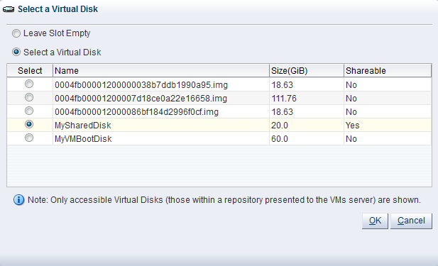 この図は、「Create VM Template」ウィザードの「Select a Virtual Disk」手順を示しています。