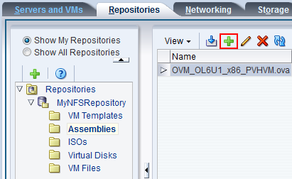 この図は、「Repositories」タブの「Create VM Template」アイコンを示しています。