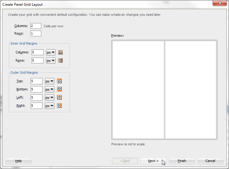 setting columns and rows