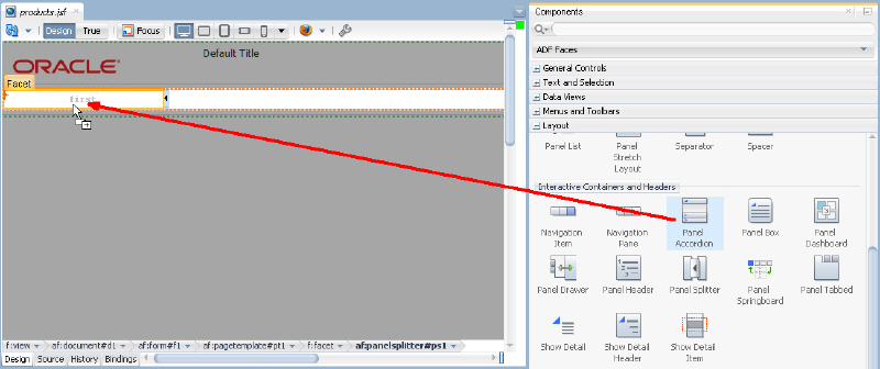 inserting a panel accordion in first facet