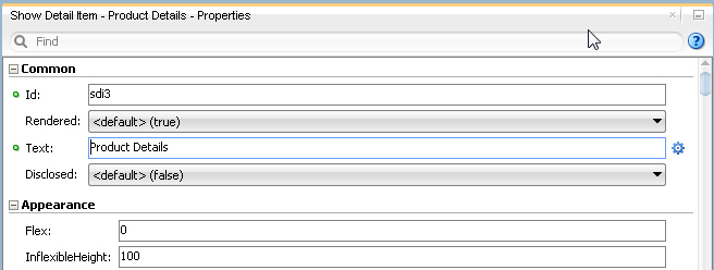 setting the text of the panel tabbed to Product Details