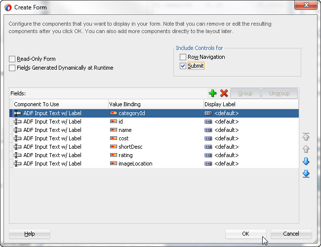 edit form fields dialog