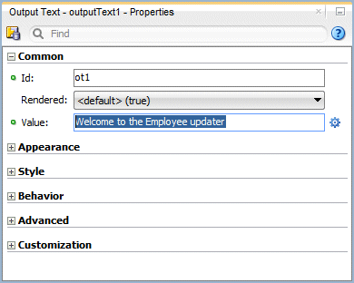 setting value of output text