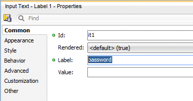 setting the lable to password