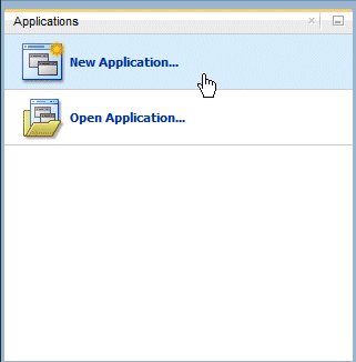 Application Navigator with cursor on New Application.