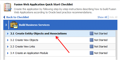 As previous step but displaying list of substeps, with substep 3.1 selected.