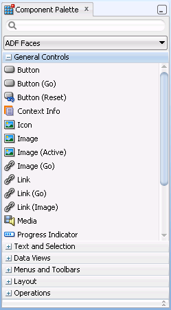 ADF Facesコンポーネントをパレットからドロップできます