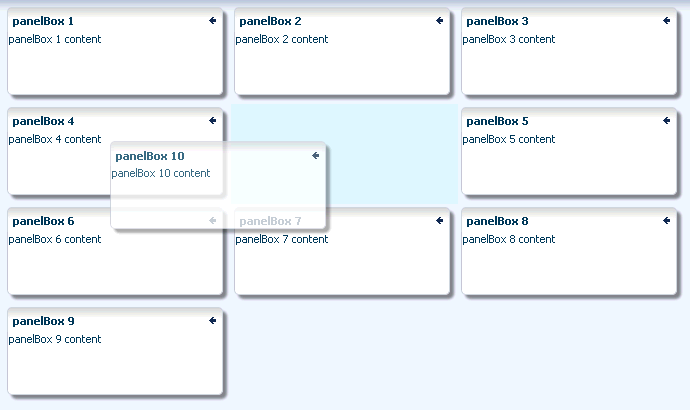 panelDashboardでのpanelBoxのドラッグ・アンド・ドロップ