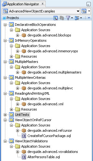 AdvancedViewObjectExamplesプロジェクト・フォルダ