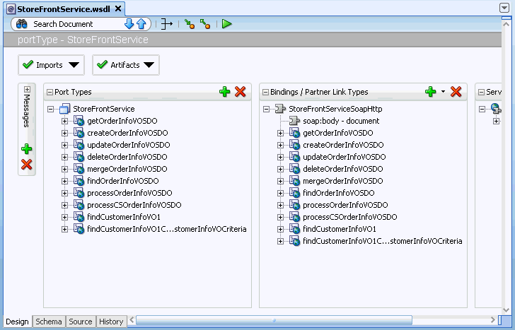 デザイン・ビューに表示されたWSDLドキュメント