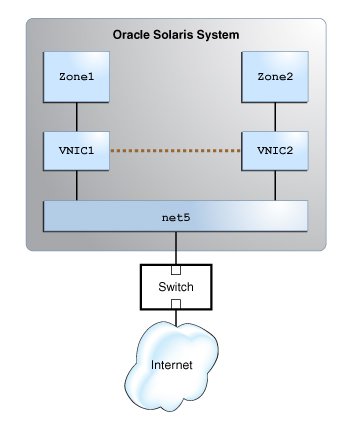 image:Graphic shows the inter-VNIC communication within the system.