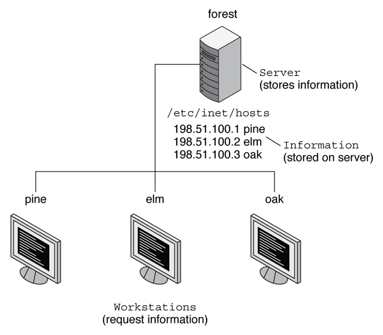 image:Graphic shows a server and client in a client server computing relationship.