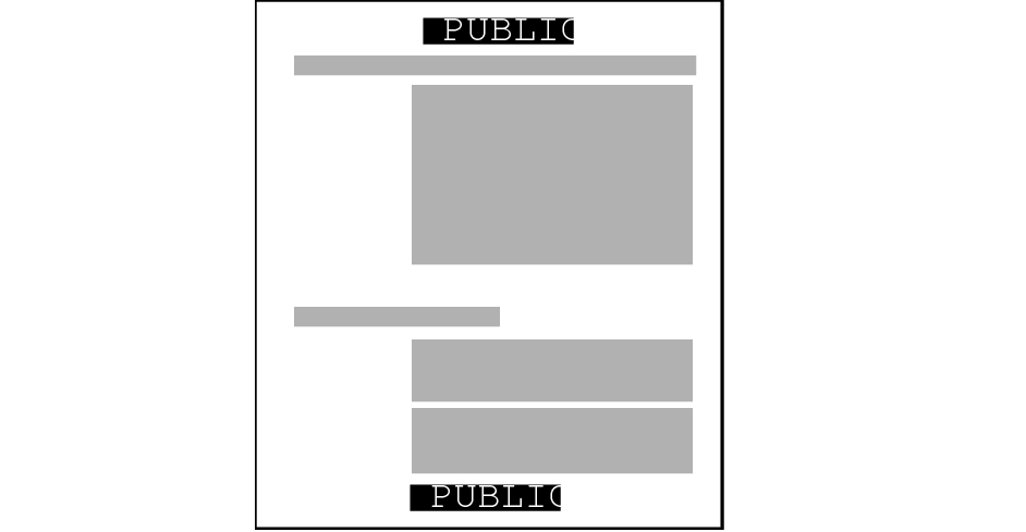 image:Graphic shows the label PUBLIC printed at the top and bottom of a print job's body page.