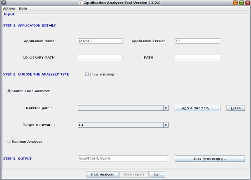 image:This figures shows the Source Code Analyzer button selected in the Application Analyzer.
