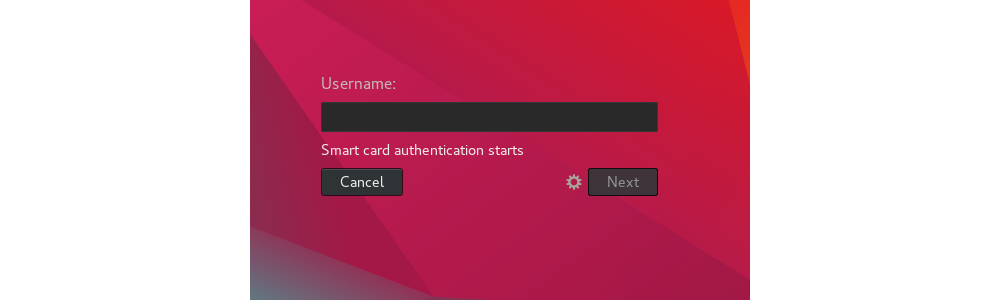 image:Screenshot of the login screen with the “Smart card authentication starts“ message.