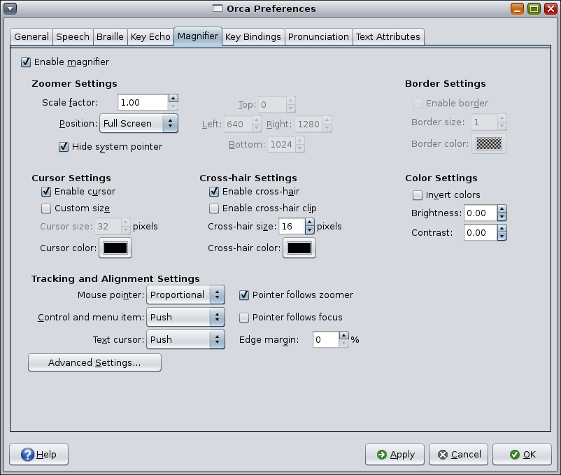 image:Figure affichant les préférences de la loupe d'Orca.