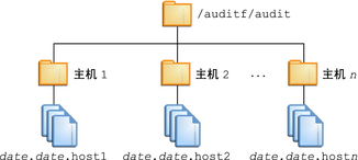 image:图中显示了顶层目录名称为主机名的审计根目录。