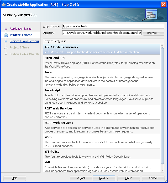 Application Controller project technologies.