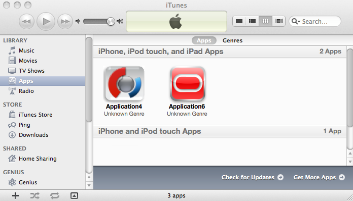 Custom and default icons in iTunes.
