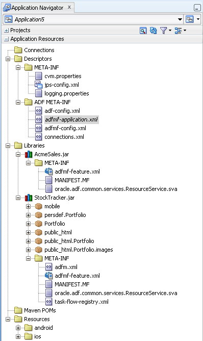 The feature archive JAR in the Application Resources.