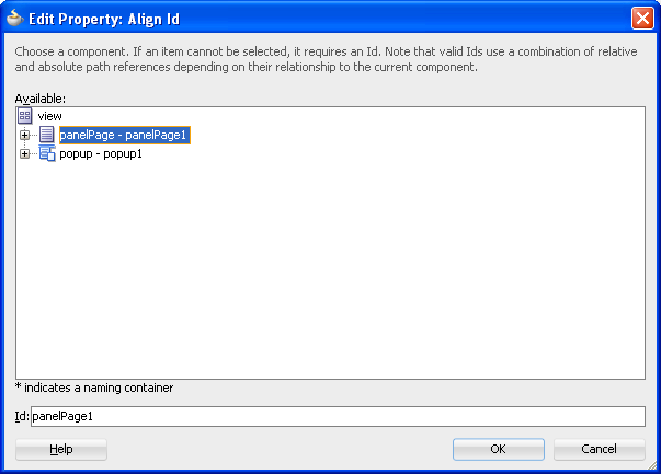 Edit Property for Align Id Dialog