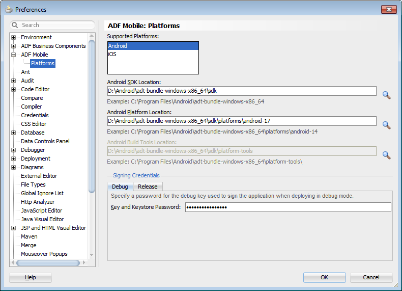 Configuring Platform Preferences for Android