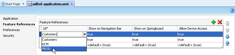 Resort the display order of the application features.