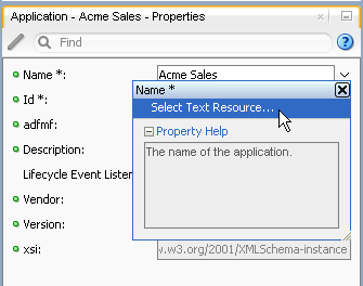 Select a text resource for an application.