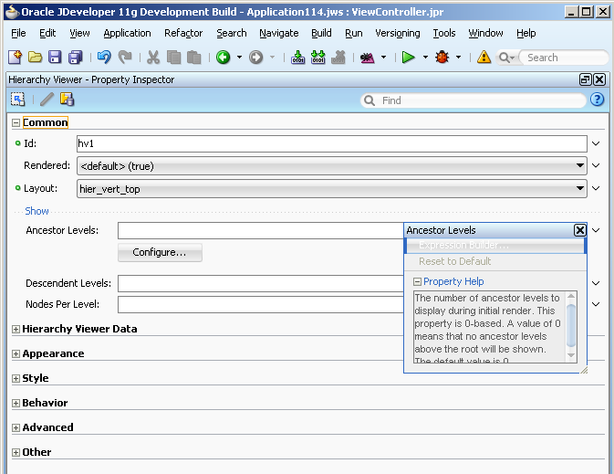 ancestor level attribute dropdown menu.