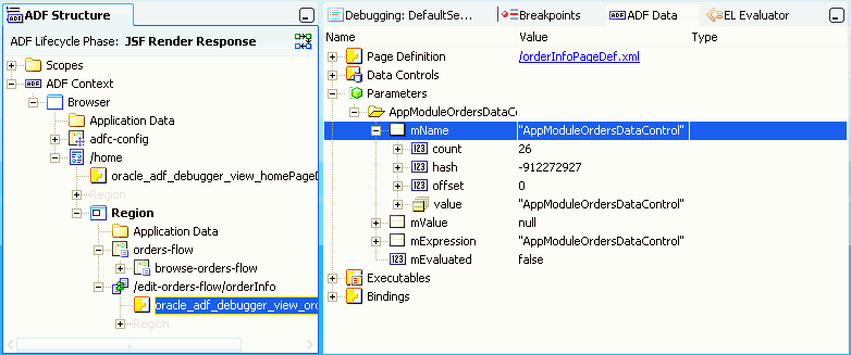 Binding container parameters node in ADF Data window