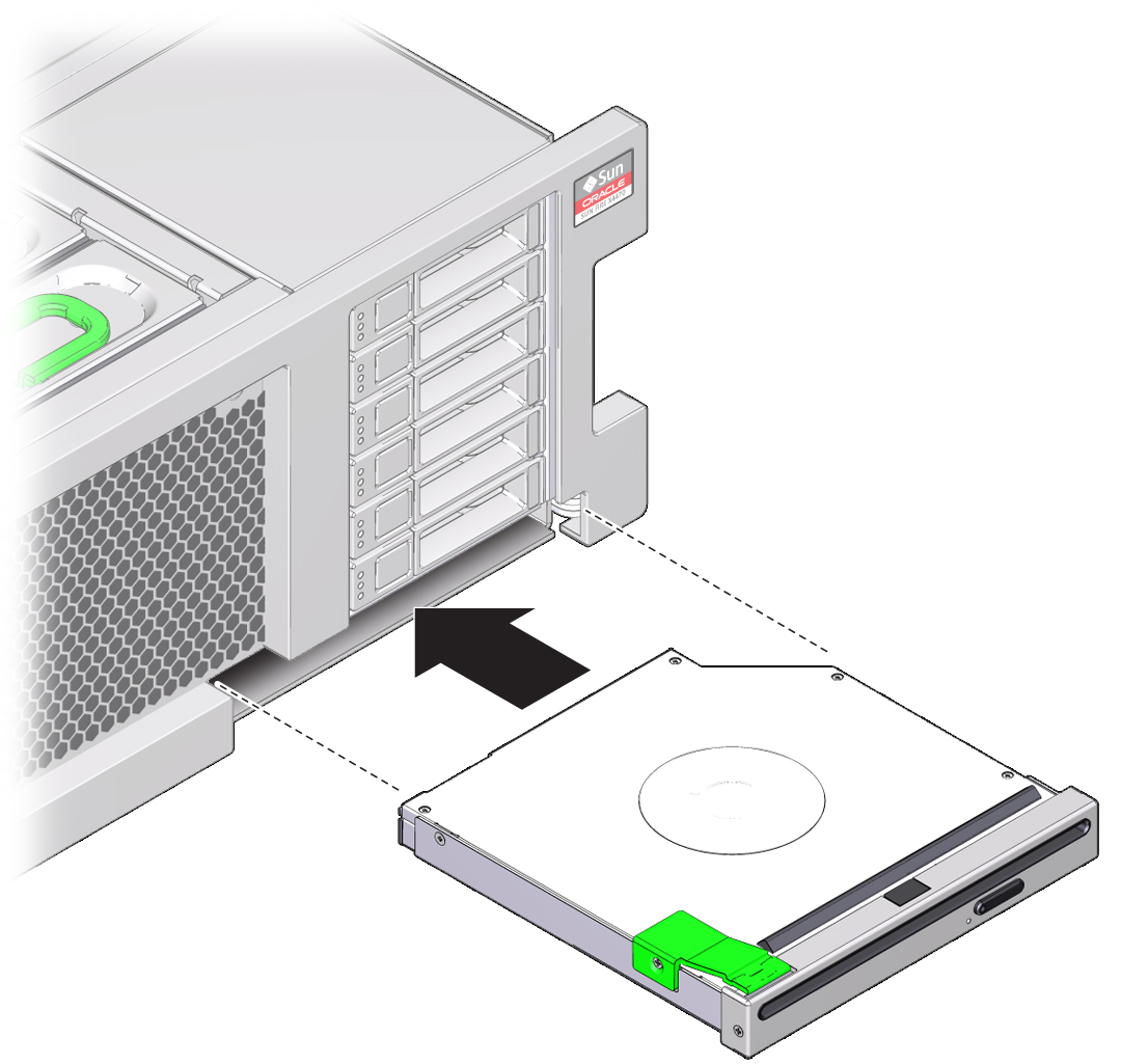 image:An illustration showing how to install a DVD drive.