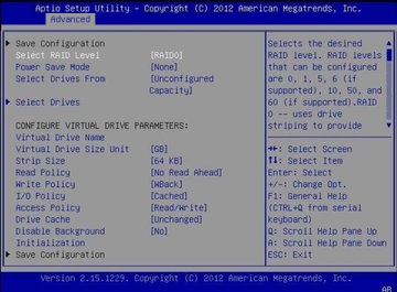 image:Graphic showing the BIOS Create Configuration menu under Advanced screen.