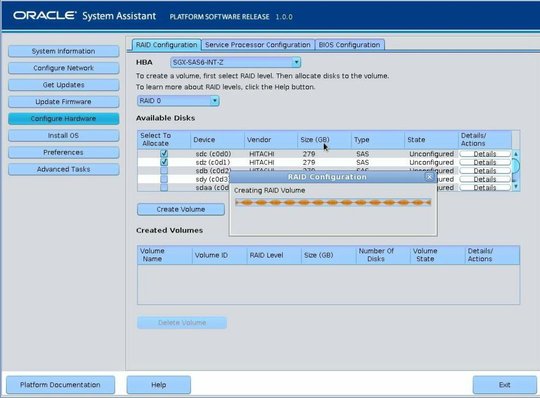 image:Graphic showing the Creating RAID Volume progress dialog.