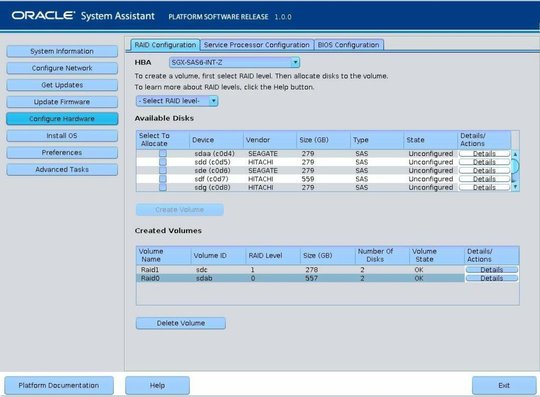 image:Graphic showing the RAID Configuration screen with created volumes.