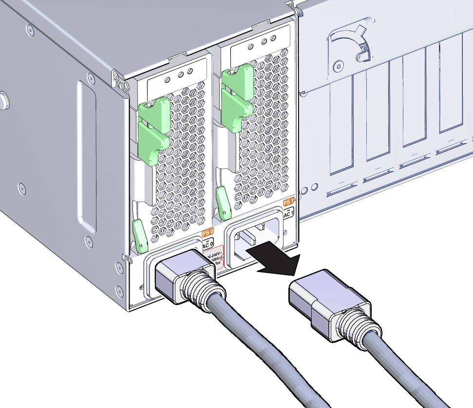 image:An illustration showing the removal of the power supply cables.