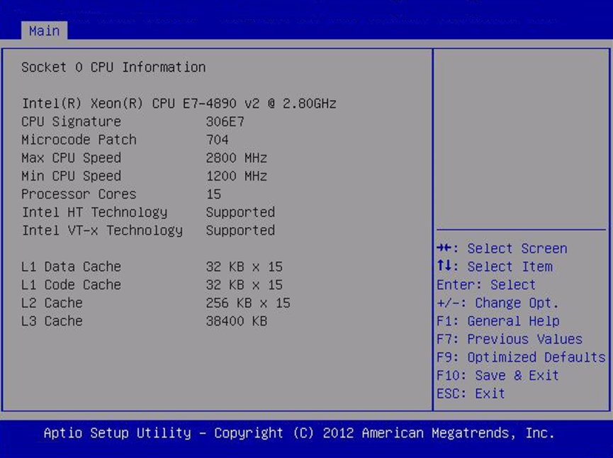 image:A screen capture showing the Socket 0 CPU Information screen.