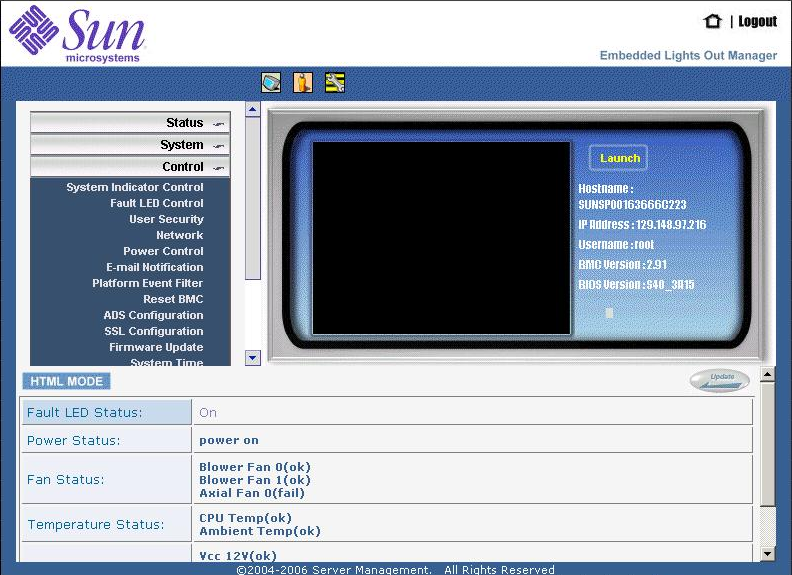 image:Embedded LOM Server Management main window