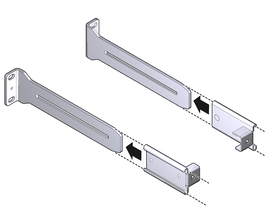 image:Figure shows an attachment bracket slides onto the end of a CMA rail, forming a Z-shape.
