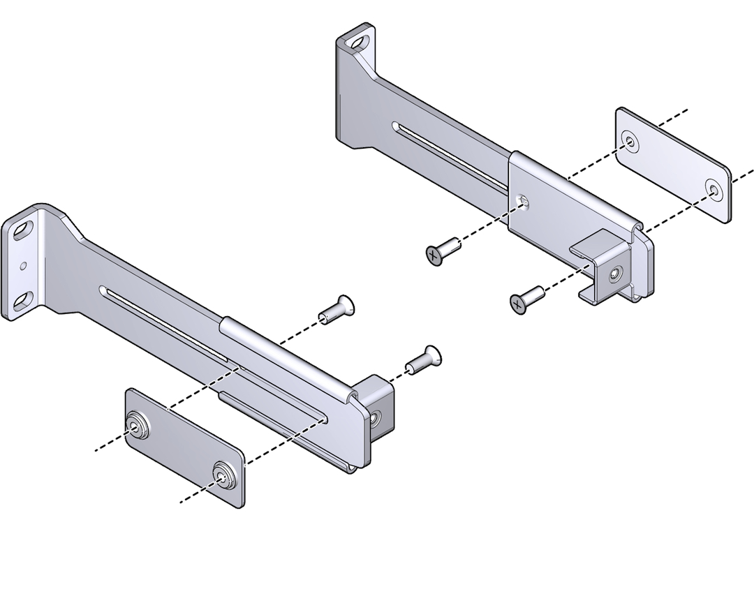 image:Figure shows how a plate attaches to an attachment bracket, with a CMA rail in between.