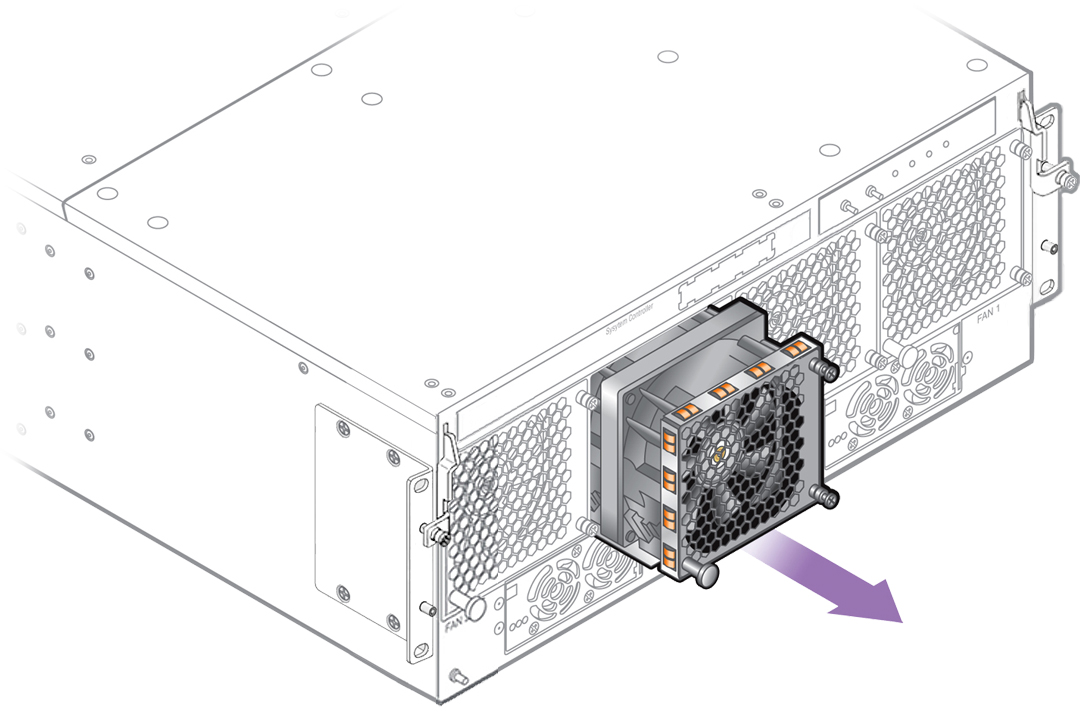 image:Figure shows the fan module pulls straight out.