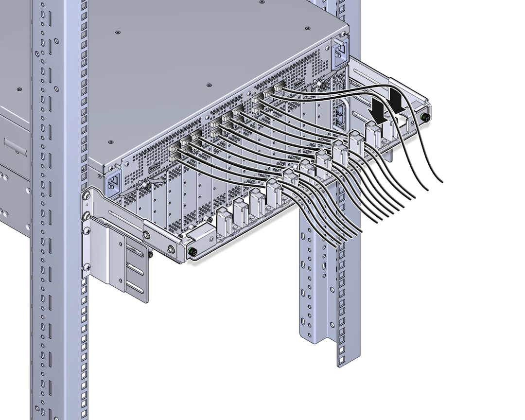 image:Figure shows I/O cables passing through the vertical posts on the CMA comb.