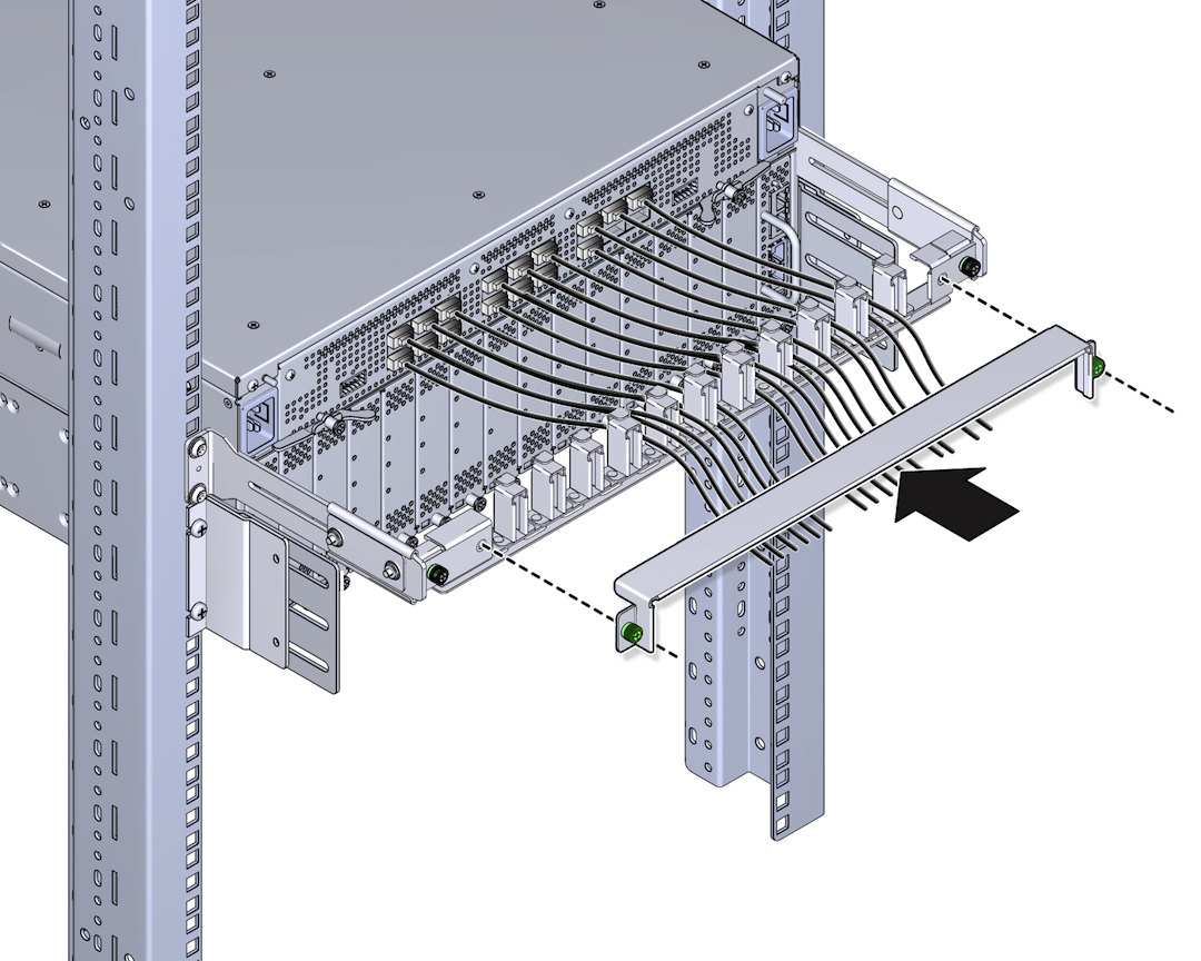 image:Figure shows the top cover of the CMA attaches with captive screws to the CMA, to hold down I/O cables.