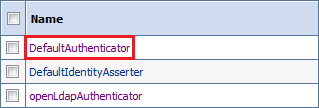 Shows the location of the DefaultAuthenticator option