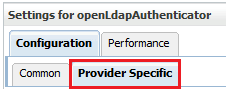 Shows the location of the Provider Specific tab
