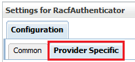 Shows the location of the Provider Specific tab