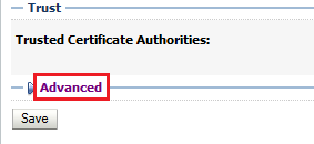 Muestra la ubicación del vínculo Advanced (Opciones avanzadas).