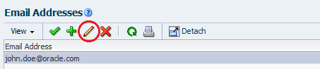 「Edit Selected Email」アイコンの位置を示します