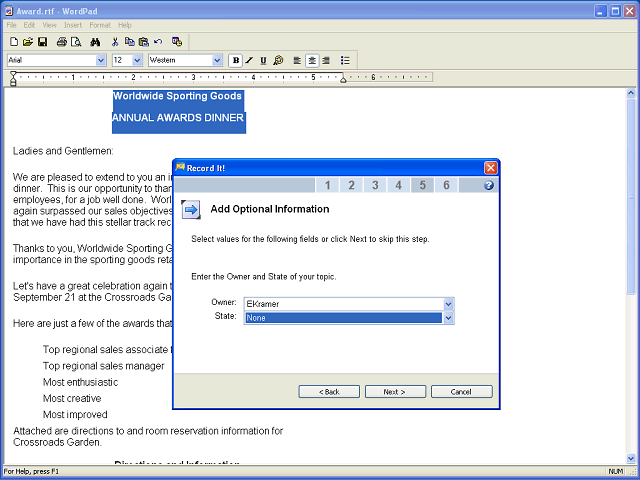 Screen image of this step